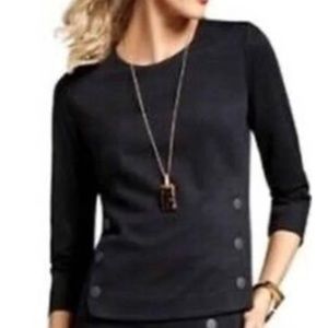 CAbi Black Ponte Knit Utility Top